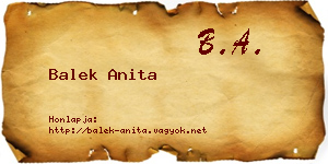 Balek Anita névjegykártya